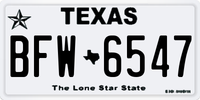 TX license plate BFW6547
