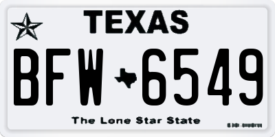 TX license plate BFW6549