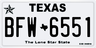 TX license plate BFW6551