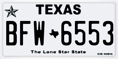 TX license plate BFW6553