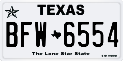 TX license plate BFW6554