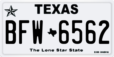 TX license plate BFW6562