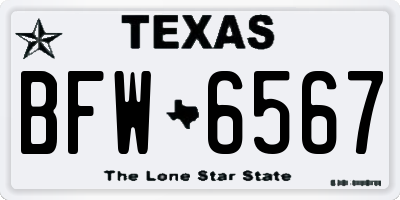 TX license plate BFW6567