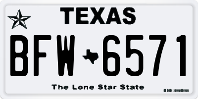 TX license plate BFW6571
