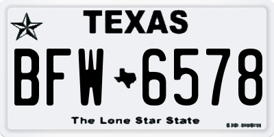 TX license plate BFW6578