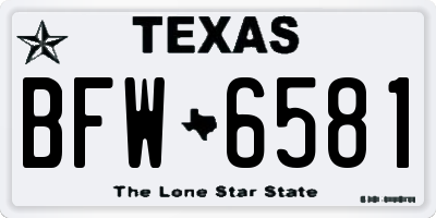 TX license plate BFW6581