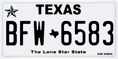 TX license plate BFW6583