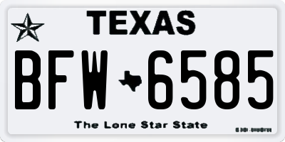 TX license plate BFW6585