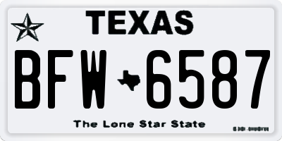 TX license plate BFW6587