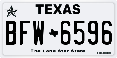 TX license plate BFW6596