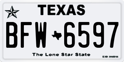 TX license plate BFW6597