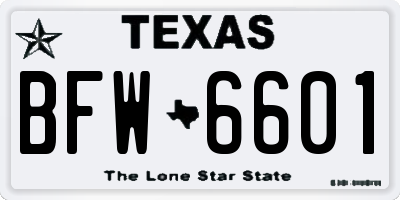 TX license plate BFW6601