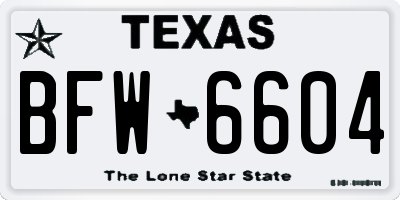 TX license plate BFW6604