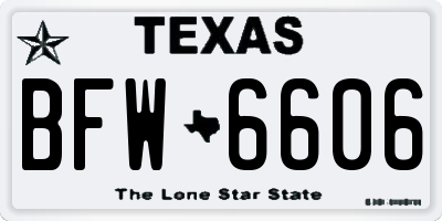 TX license plate BFW6606