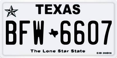 TX license plate BFW6607