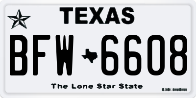 TX license plate BFW6608