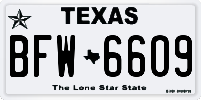 TX license plate BFW6609