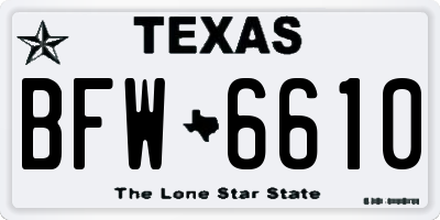 TX license plate BFW6610