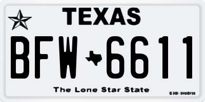 TX license plate BFW6611