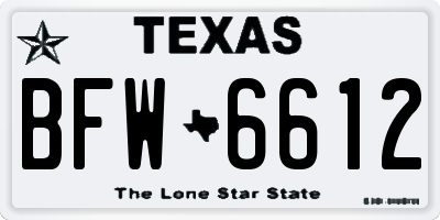 TX license plate BFW6612