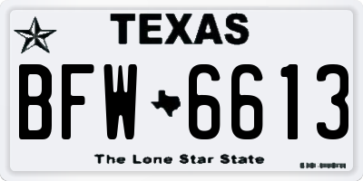 TX license plate BFW6613