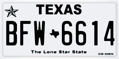 TX license plate BFW6614