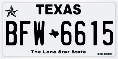 TX license plate BFW6615