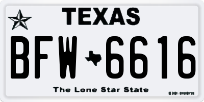 TX license plate BFW6616