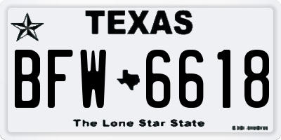 TX license plate BFW6618