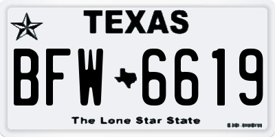 TX license plate BFW6619