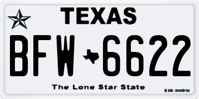TX license plate BFW6622