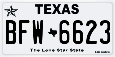 TX license plate BFW6623