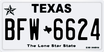 TX license plate BFW6624