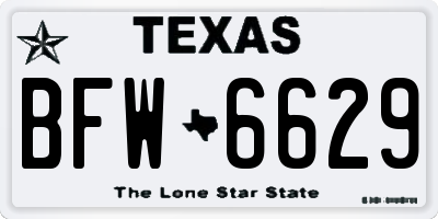 TX license plate BFW6629