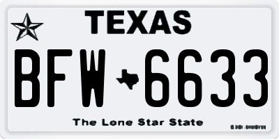TX license plate BFW6633
