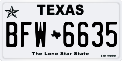 TX license plate BFW6635