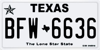 TX license plate BFW6636