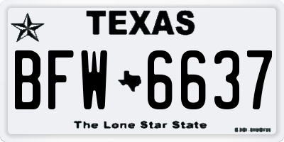 TX license plate BFW6637