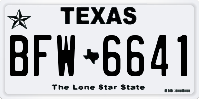 TX license plate BFW6641