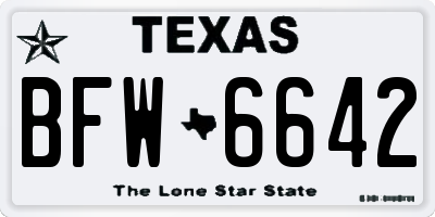 TX license plate BFW6642