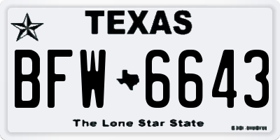 TX license plate BFW6643