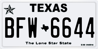 TX license plate BFW6644