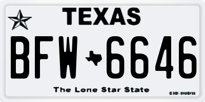 TX license plate BFW6646