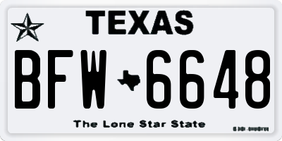 TX license plate BFW6648