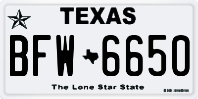 TX license plate BFW6650