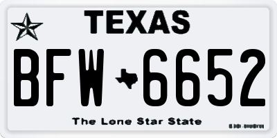 TX license plate BFW6652