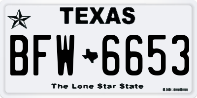 TX license plate BFW6653
