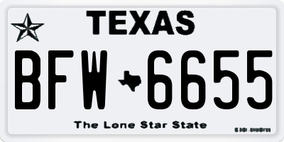 TX license plate BFW6655