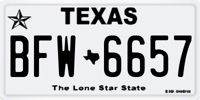TX license plate BFW6657