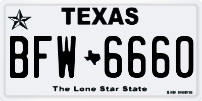 TX license plate BFW6660